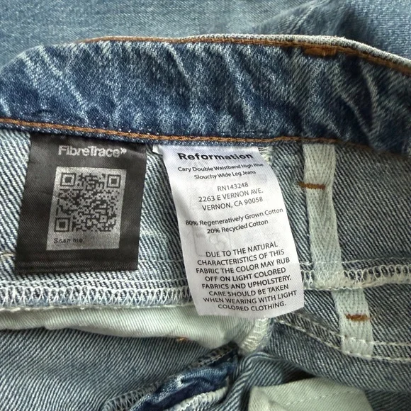 Reformation Cary Double Waistband High Rise Slouchy Wide Leg Jeans Rainy Sz 26 - Picture 5 of 8